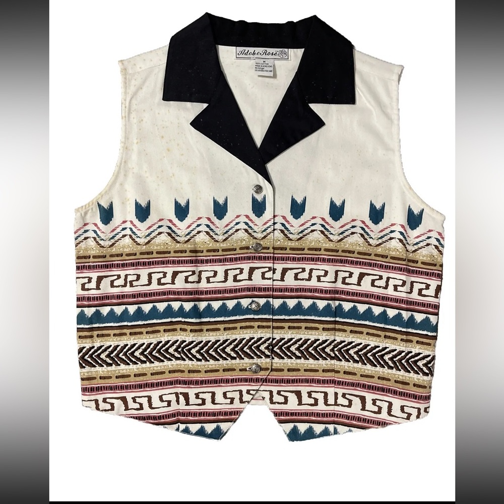 Vintage Adobe Rose Women’s Western Aztec Vest. Size Medium